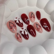 Fake Nails/Fake Nails/Press On Nails/Handmade - Red Cherry Design