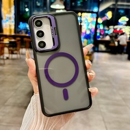 Shockproof Transparent Stand Case for Samsung Galaxy S24 Ultra S24 Plus S24 Fe 5G Magnetic Magsafe W