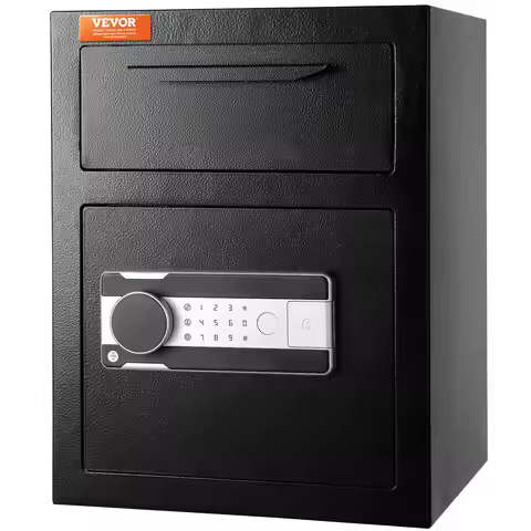 1.7 Cub Depository Safe, Deposit Safe With Drop Slot, Electronic Code Lock And 2 Emergency Keys, 17.