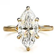 3 CT Real Moissanite Marquise Cut D Color Ring 925 Sterling Silver Engagement Fine Jewelry Gift