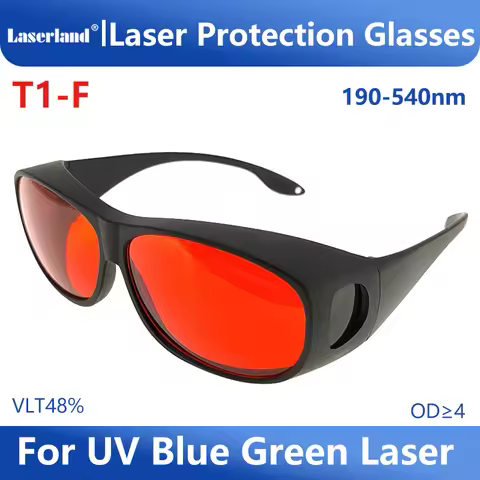 Professional Laser Glasses Protection for 405nm UV 450nm Blue and 520nm 532nm Green OD4 T1-F