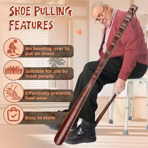 Shoe Lifter Solid Wood Shoe Horns Wooden Shoe Horn Beech Wood Shoehorn Long Handle for seniors Non-S