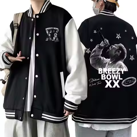 Rapper Chris Brown Breezy Bowl Baseball Jacket Mens Fashion Baseball Uniform Outdoor Coat Men's Jack