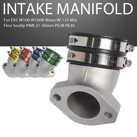 For EX5 W100/100R Wave W-125 Mio Fino Soulty PWK 21-30mm PE28 PE30 Carb Adapter Intake Manifold 4 Va