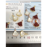 Non-Release 18K Gold Red Agate Fan-Shaped Pendant Non-Fading Necklace Rose Gold Fan Single Pendant a