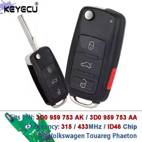 KEYECU 3D0 959 753 AK / 3D0 959 753 AA 315MHz / 433MHz ID46 Chip Smart Remote Key Fob for Volkswagen