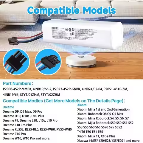 Dreame Robot Vacuum Battery 14.4V 12800mAh P2150-4S2P-XWDLS Replacement Pack for S10 D9 F9 L10Pro L1