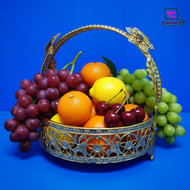 Elegant Gold Stainless Steel Gift Hamper Flower Fruits Basket Tray | Decorative Handle Basket for We