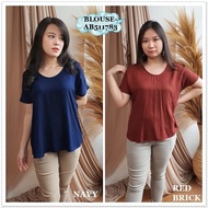 AB511783 Baju Atasan Kaos Blouse Wanita Korea Import Hitam Orange Navy