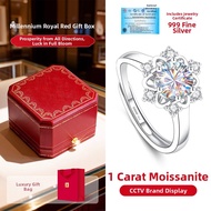 Proposal Snowflake Cut 1 Ct Moissanite 999 Silver Ring