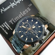 jam tangan pria alexandre christie AC6559MC Rantai Rosegold Black