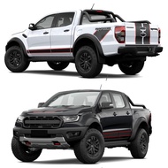Sport Matte Black With Red Hood Stripe Sticker Body Side Waist Line Raptor Decal Vinyl Kit For Ford