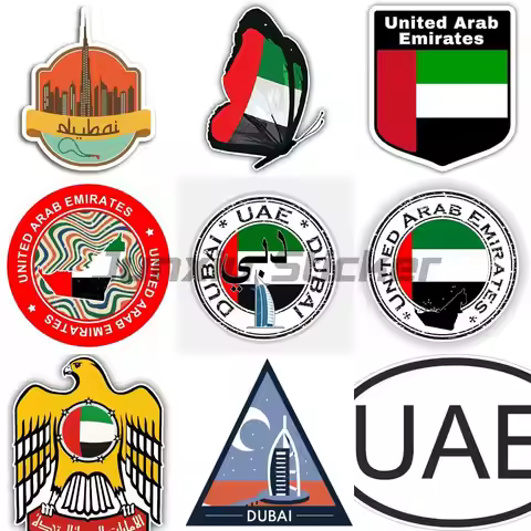 United Arab Emirates UAE Dubai Flag Shield - Vinyl Sticker for Car, Laptop, Motorcycle Bicycle Scoot