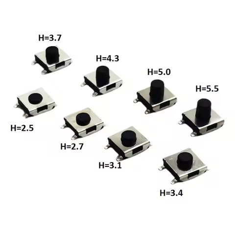 50PCS 6.2X6.2ｍｍ H=2.5/2.7/3.1/3.4/3.7/4.3/5/5.5mm 4Pin SMD Mini Push Button Tactical Switch Momentar