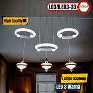 Lampu Gantung Minimalis LED Dekorasi Model 3 Lampu 3 Ring