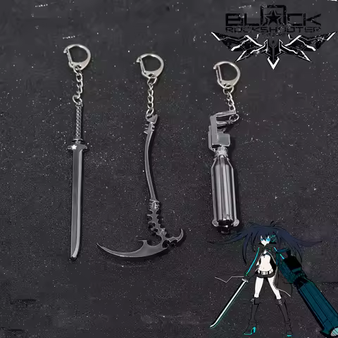 Anime BLACK ROCK SHOOTER Weapon Keychain Dead Master Scythe Black Rock Cannon Metal Model Keyring Fo