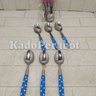 Sendok Makan Polkadot 6Pcs - Sendok Makan Gagang Lapis - Sendok Gagang - Pink