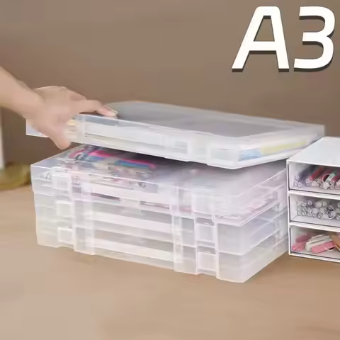A3 Organizer Storage Box Multifunctional Large Capacity Carrying Case Plastic Waterproof Transparent