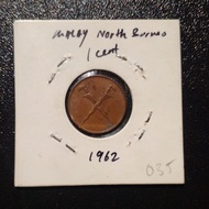 Malaya british borneo copper coin 1 cent year 1962