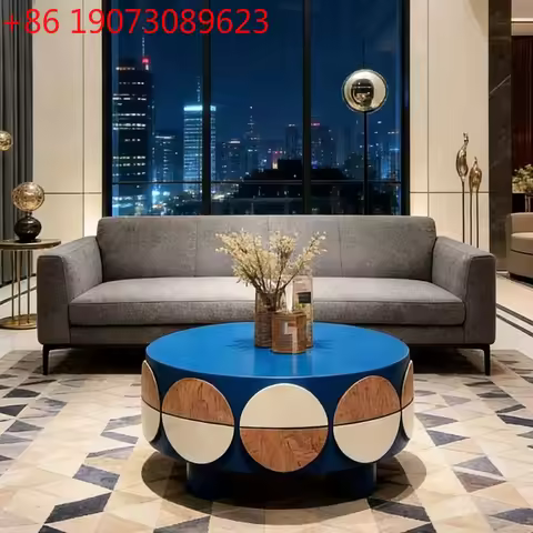 Supreme beauty Italian light luxury eight bucket large coffee table solid wood round coffee table co