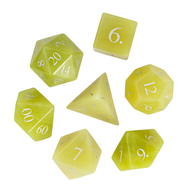new Cusdie Lemon Jade Stone Dice DND Handmade Gemstone Dice Set with Box 7Pcs Polyhedral D&D Dices f