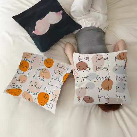 Bathroom Black White Body Butt Boobs Style Pillowcase toon Gift Cushion Cover Bedroom Home Sofa Chai