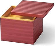 J-kitchens Heavy Box, 3 Tiers, 6.5 Inches, Japanese Paper, Small Wave Red, 7.9 x 7.9 x 6.9 inches (2