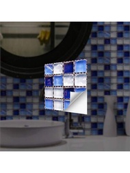 20入組/套剝離式自粘藍色馬賽克貼紙,彩色自粘式防水壁紙後擋板磁貼,適用於廚房浴室牆壁裝飾貼紙,尺寸為10*10cm/3.9*3.9寸