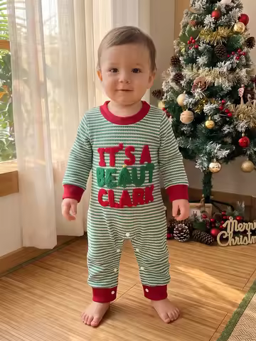 Baby Boy Christmas Letter Romper Letter Embroidered Christmas Romper Letter Baby Boy Christmas Rompe