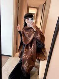 GUCCI outlet 雙面 GG Monogram 蘇格蘭風格雙面重工大披肩 順豐包郵