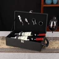 2-Compartment Wine Bottle Storage Box + 4-Compartment Opener Soft Touch Leather With 750ml