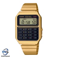 Casio Digital Vintage CA500WEG-1A CA-500WEG-1A Dual Time Calculator Gold Stainless Steel Band Watch