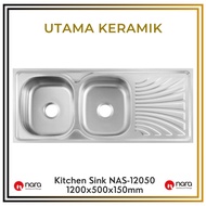 Kitchen sink stainless dua lubang sayap - Bak cuci piring stainless dua lubang sayap - Nara NAS-1205