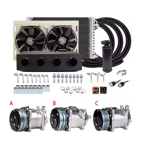 12V 24V A/C Air Conditioner Evaporator Radiator Compressor kit for Muscle Car Truck Van Tractor Digg
