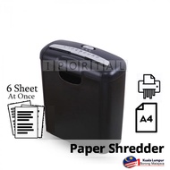 Heavy Duty 6 Sheet Strip Cut Paper Shredder 10L Waste Basket