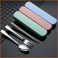 [LS] 2/3/4pcs Stainless Steel Portable Cutlery Sets Chopstis Spoon Fork  Travel Student Picnic Set K