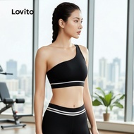 Lovito Bra Sukan Pita Kontras Sokongan Tinggi Bernafas Untuk Yoga Berlari LNL95370