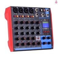 AG-6 Portable 6-Channel Mixing Console Digital Audio Mixer +48V Phantom Power Supports BT/USB/MP3 Connection for Music Recording DJ Network Live Broadcast Karaoke [Tpe1]