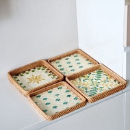 長方形樹脂藤托盤（粗藤）