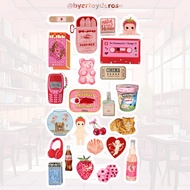 Sony Angel Cute Classic Retro Neon Pink Sticker Set for Notebook Decoration