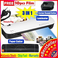 Office Hot & Cold Laminator Machine With Paper Cutter Corner Rounder For A4 Document Photo Plastic F