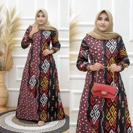 Gamis Batik Wanita / Gamis Batik Jumbo / Gamis Batik Kombinasi Polos