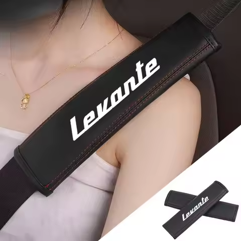 2pcs Car Seat Belt Nappa Leather Shoulder Protector Safety Belt Accessories Interior for Maserati Le