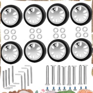 8pcs Luggage Wheels Replacement Kit,Dia 2in/50mm Thick 0.47in/12mm Resistant Rubber Mute Caster Repl