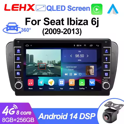 LEHX L6 Pro 8Inch knob Carplay Android Auto Radio for Seat Ibiza 6j 2009-2013 2010 4G Car Multimedia