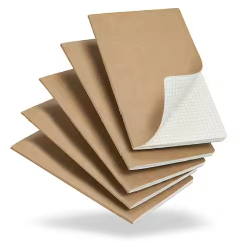 Pack Kraft Notebooks Bulk A 60 Pages Grid Graph Paper Journals .3x. Inch Natural Kraft Cover Composi
