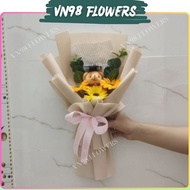 Sunflower Graduation Bouquet with Bear – Meaningful Graduation Gift | VN98 Flowers