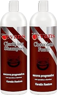 evans COMBO PACK Brazilian Keratin Hair Smoothing Treatment Blowout Straightening System + Clarifying Shampoo (16 fl oz Treatment + 16 fl oz Clarifying Smapoo)
