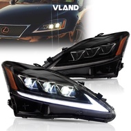 VLAND LED DRL Headlights For 06-13 Lexus IS250 IS350 2th Gen Black Front Lamps Sequential Indicator