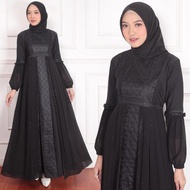 GALERI SICANTIK - COD - Gamis Abaya Hitam Polos Elegan - Abaya Turkey Hitam Bordir Mix Ceruty - Baju